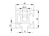 201003//BSB profiel 20x20 2N90 nut 6  0 51kg/m 