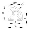 201009//BSB profiel 30x30 R nut 8  0 805kg/m 