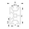 201016//BSB profiel 30x45  1 zijde 45 gesloten  nut 8  1 09kg/m 