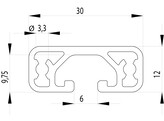 202015//ISB profiel 30x12 extra licht nut 6  0 432kg/m 