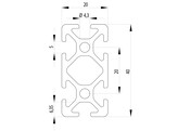 202030//ISB profiel 20x40 nut 5  0 849kg/m 