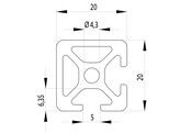 202020//ISB profil 20x20 2N90 nut 5        0 536kg/m 