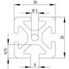 202045//ISB profiel 30x30 zwaar nut 6  1 261kg/m 