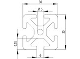 202045//ISB profiel 30x30 zwaar nut 6  1 261kg/m 