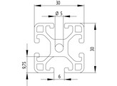 202040//ISB profiel 30x30 licht nut 6  0 929kg/m 