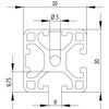 202042//ISB profiel 30x30 2N90 licht nut 6  0 94kg/m 