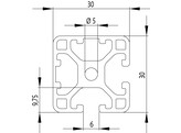 202042//ISB profiel 30x30 2N90 licht nut 6  0 94kg/m 