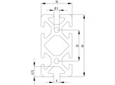 202052//ISB profiel 30x60 zwaar nut 6  2 284kg/m 