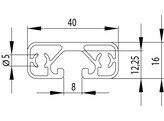 202056//ISB Profiel 40x16 extra licht nut 8  0 6kg/m 