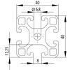 202060SW//ISB zwart profiel 40x40 licht nut 8  1 74kg/m 