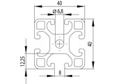 202060SW//ISB zwart profiel 40x40 licht nut 8  1 74kg/m 