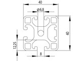 202065//ISB profiel 40x40 1N  1 zijde gesloten  licht nut 8  1 811kg/m 