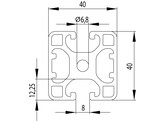 202068//ISB profiel 40x40 2N180 licht nut 8  1 855kg/m 