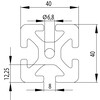 202072//ISB profiel 40x40 zwaar nut 8  2 438kg/m 