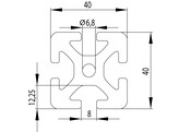 202072//ISB profiel 40x40 zwaar nut 8  2 438kg/m 