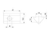 ISB Slot nut 8 M8 VA with stay  swivelling with ball